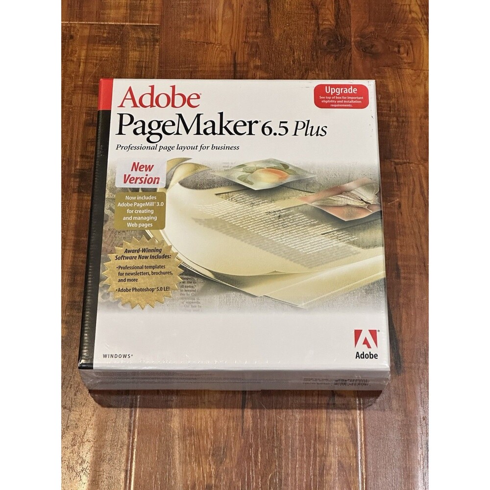 Vintage 1999 Adobe PageMaker 6.5 Plus Upgrade for Windows - New & Sealed!